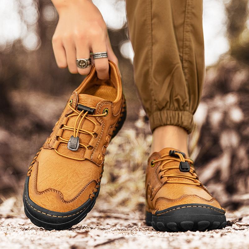 2025 large size autumn and winter leather large size breathable loafers casual men's leather shoes trend hand-stitched men's shoes