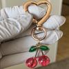 Elegant Sturde Metal Lovely Cherrys Charm Pendant Lock Keyring Fashion Accessory for Stylish Girls Women Ladies