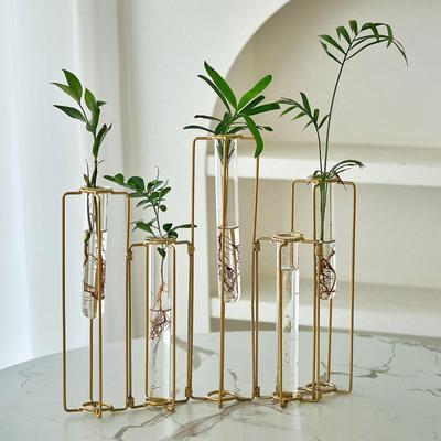 Blumenvase Pflanzgefäß Blumenstrauß Schreibtisch für Heimdekoration Blumengesteck Geometrischer Linienrahmen Regal