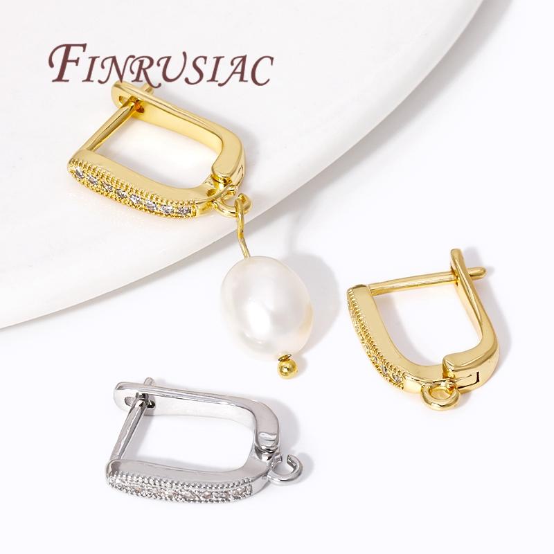 18K Gold Plated Brass Zircon Earrings Hook Clasp Accessories For Earrings Earring Fixtures Earwires Fastener Findings For DIY