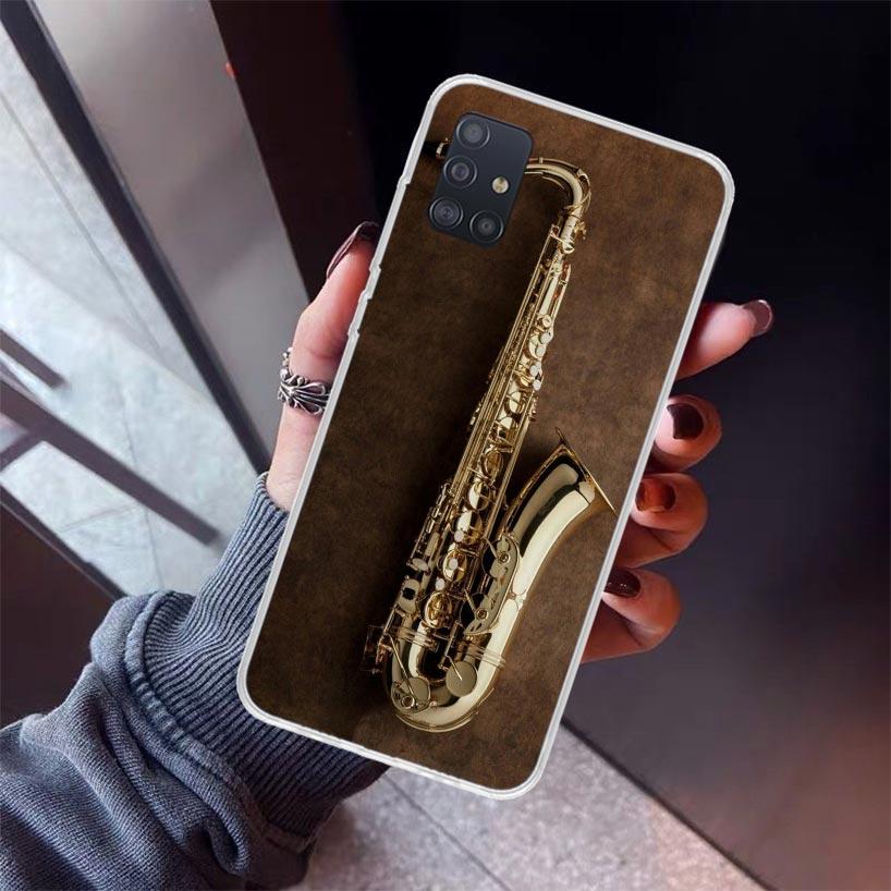 Music Saxophone Instrument Phone Case For Samsung Galaxy A52 A51 A50S A32 A22 A12 A02S A72 A71 A31 A70 A30S Note 20 Ultra 10 Plu