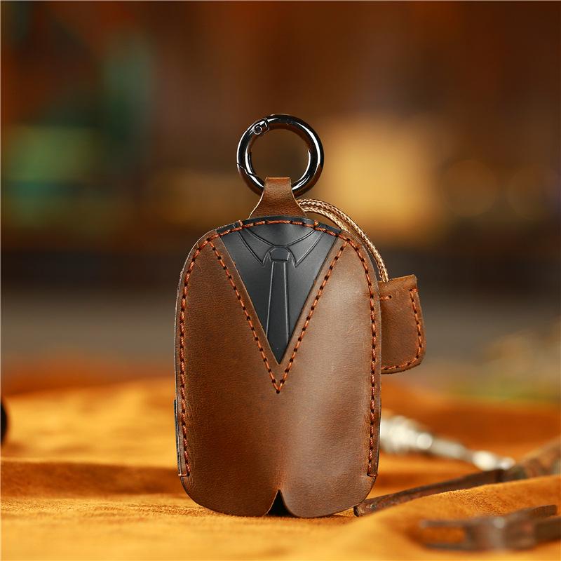 Car Key Bag Universal Leather Key Cover Pure Handmade Creative Cowhide Key Bag Gift Box Can Be Packed In One Piece.