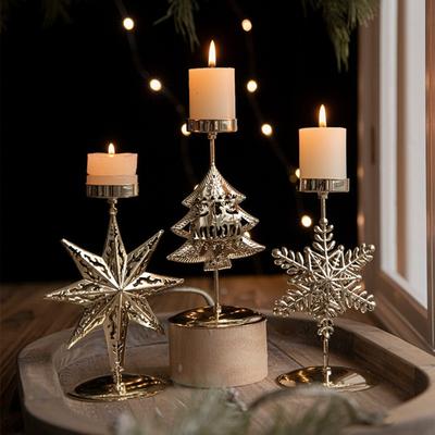 Snowflake Patterns Christmas Votive Candle Holders Metal Tealight Holder For Xmas Table Decor