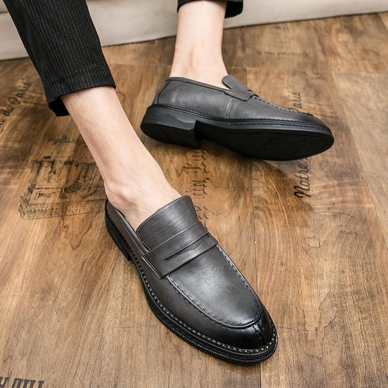 Men Thick Soled Loafers Slip On Fashion Leather Shoes Round Toe Men Casual Shoes Comfortable Classic Leather Shoes Men