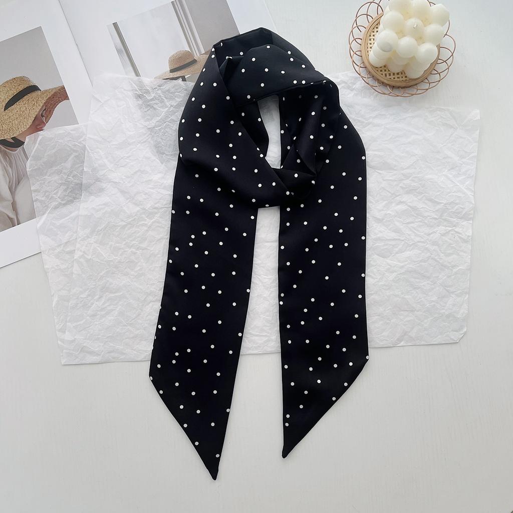 Thin And Narrow Polka Dot Silk Scarf, Small Long Headband, Tied Bag, Women'S Spring And Summer Thin Style With Suit Shirt, Foreign Style Scarf.