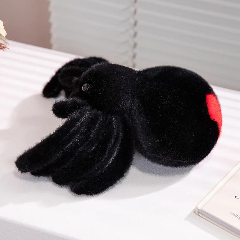 Simulation Animals Realistic Black Spider Plush Toy Soft Stuffed Animal Cartoon Little Spider Plushies Doll for Kids Xmas Gift