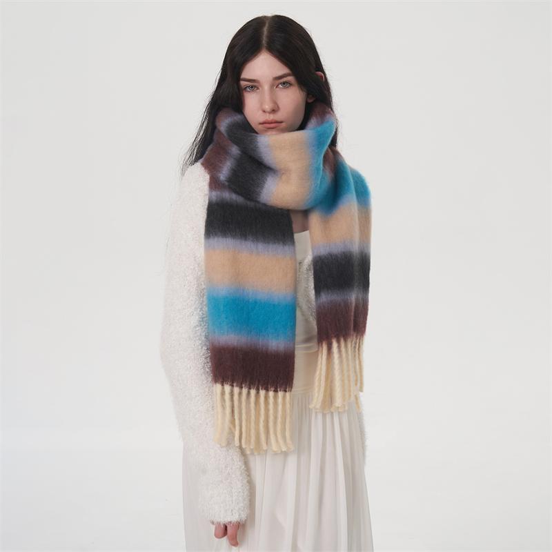 Cashmere Feeling Plaid Scarf Women Winter Thicken Warm Big Shawl Pashmina Tassel Scarves Soft Blanket Bandana Thick Muffler