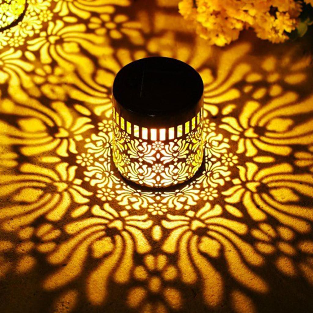 Hollow Flower Garden Lanterns Solar Fence Lights Waterproof Deck Lights for Patio Yard Porch Door Garage Balcony Gazebo Terrace
