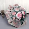 1 Stück Rosa Rosenstrauß mit gestreiftem Hintergrund Schirm mit Kunststoffgriff, Geeignet für alle Jahreszeiten Zuhause Reisen Outdoor Schirmptys31007