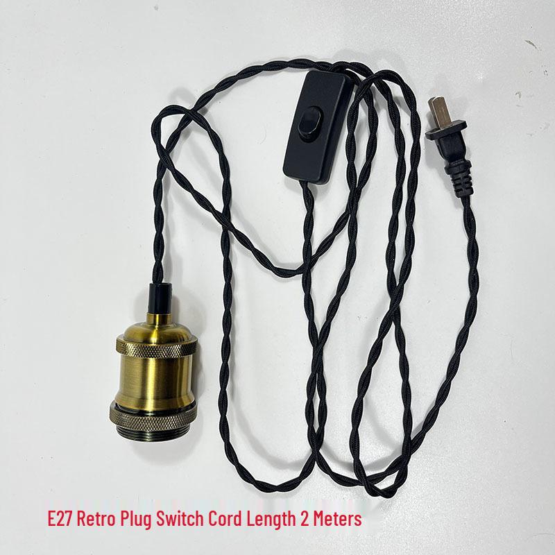 Retro E27 Screw Base Pendant Lamp Holder with Twisted Cord and Switch
