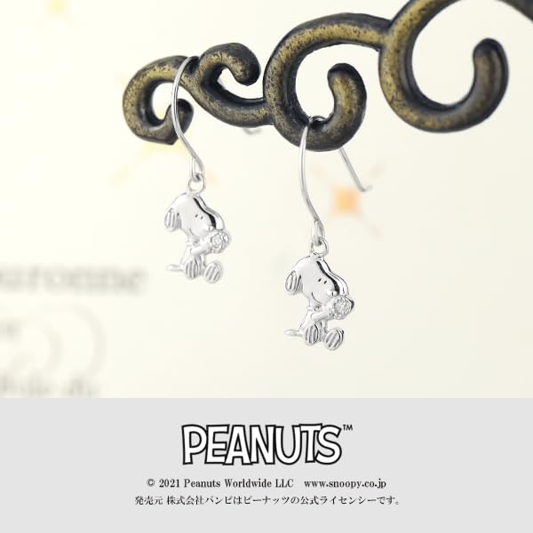 SNOOPY Diamond Dangle Petit Hook Earrings 2P Binaural Silver 925 PEANUTS Official Character Goods [SNOOPY]