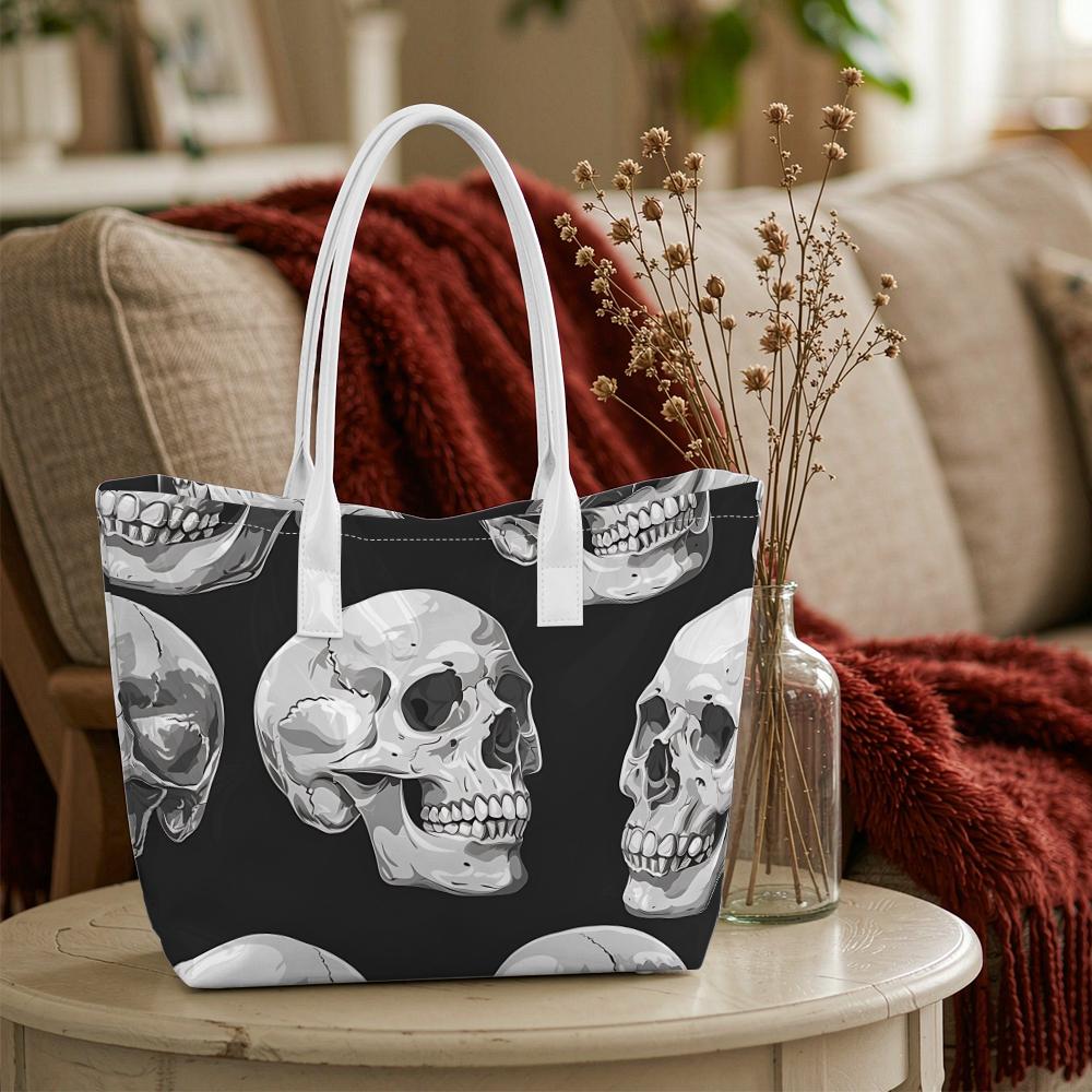 Gothic Skull Pattern Tote Bag Fashion Daily Shoulder Handbag for Casual Use