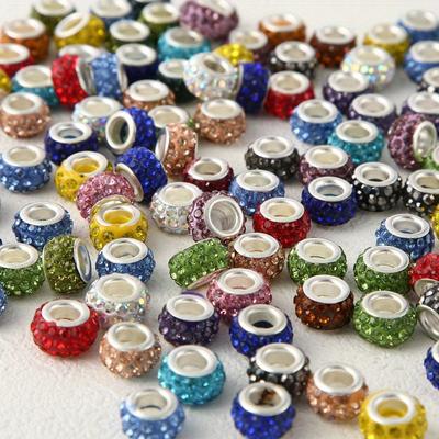 100pcs Dazzling Crystal Rhinestone Beads Set, Design with Large Holes for Effortless DIY Jewelry, Charm Bracelets, Earrings & Necklaces