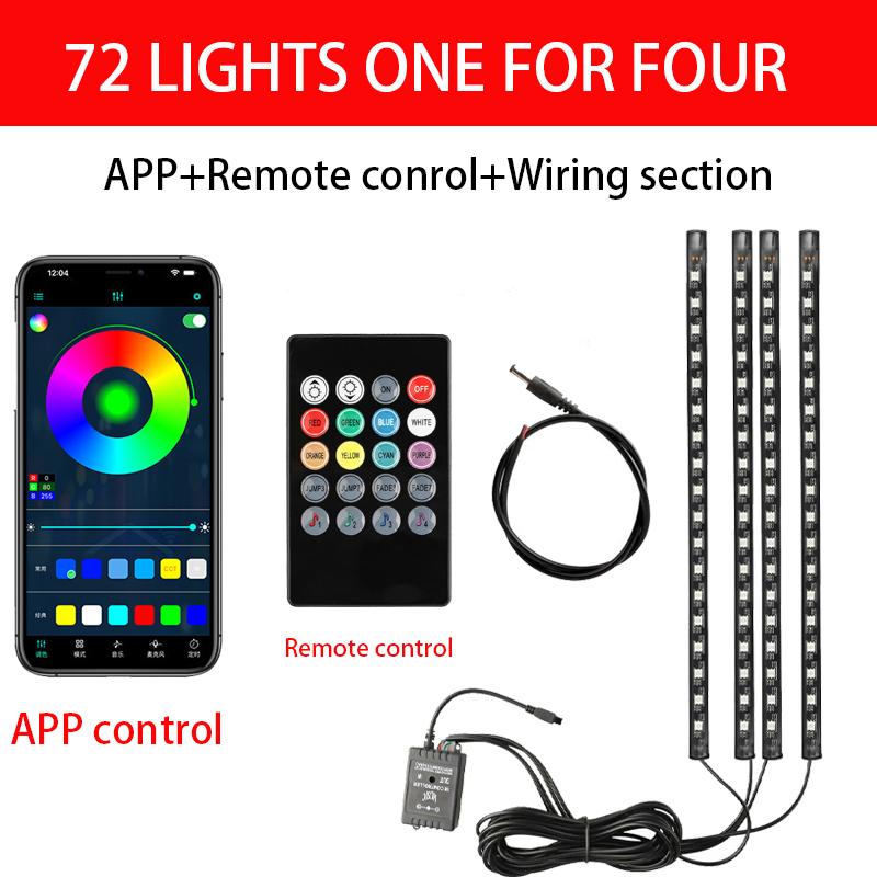 

APP LED Motorcycle Car Atmosphere Foot Light Remote Control Flexible Waterproof Sound Control 12V RGB Moto Decorative Lamp Strip