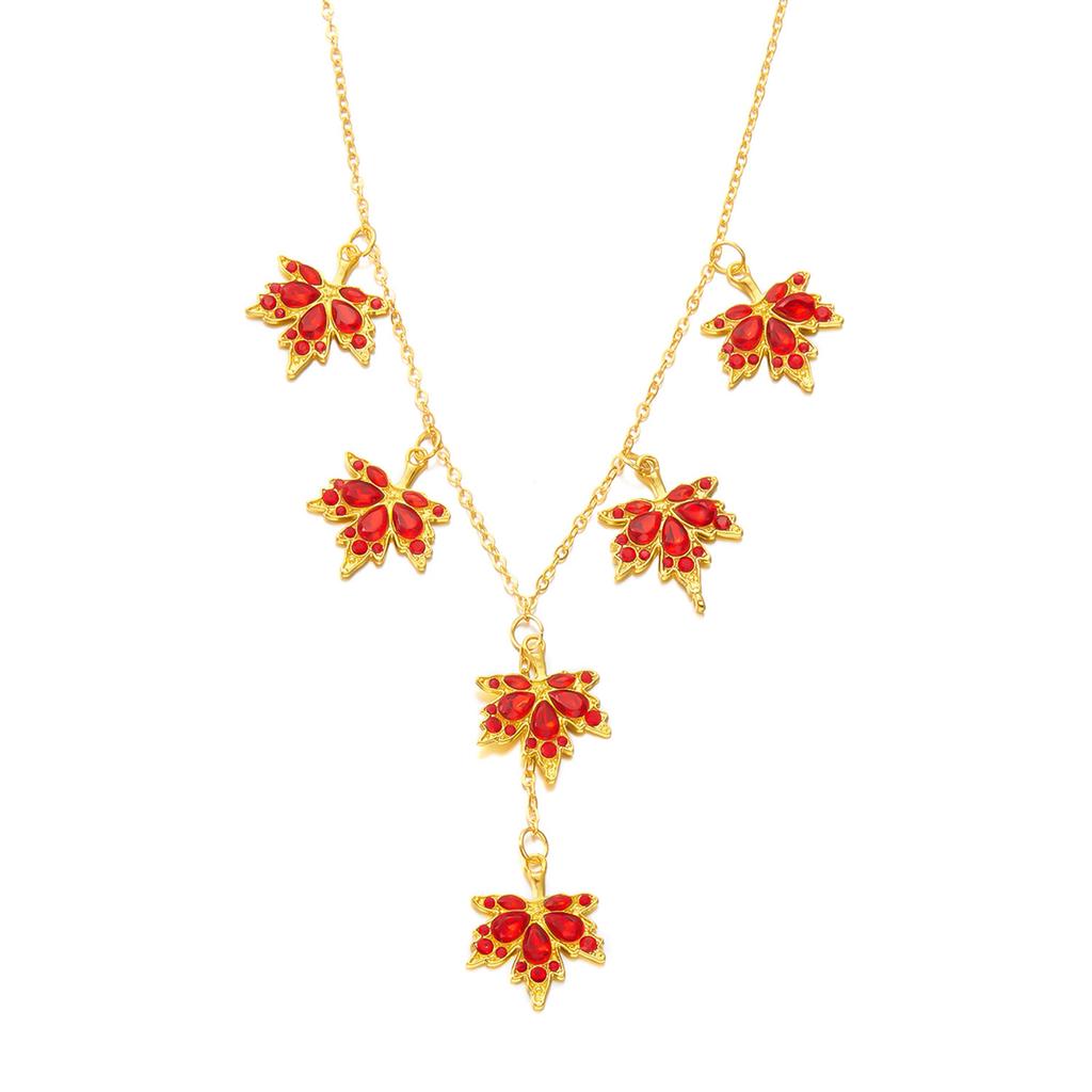 Gold Maple Leaf Pendant Necklace for Women Dainty  Zirconia  Fall Leaves Adjustable Chain Necklaces
