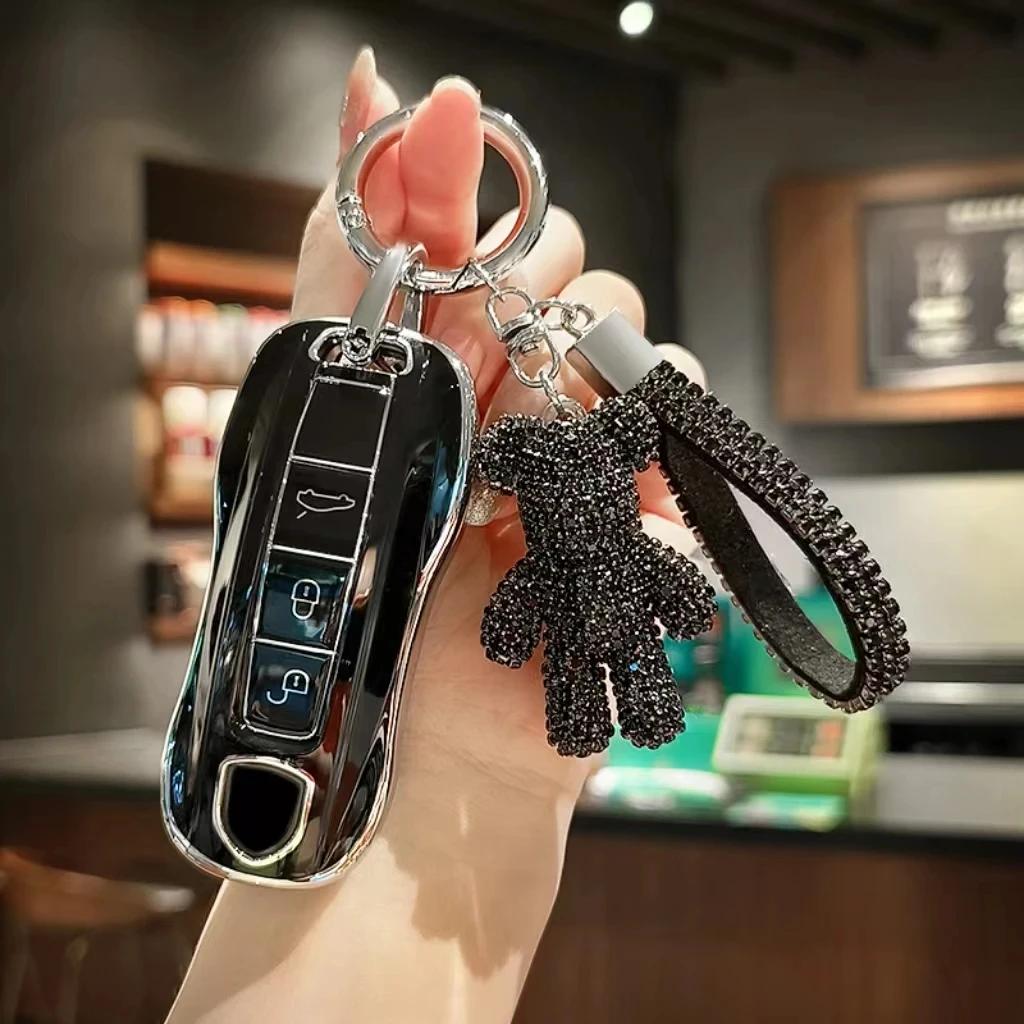 TPU Autoschlüsselhülle Abdeckung Keyless Schale Für Porsche Macan Boxster Cayman Panamera Spyder 718 911 9Ya 970 981 991 971 958 Schlüsselanhänger