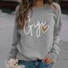 In Stock Women's Round Neck Fashionable Letter Print Hoodie - Loose Fit, Long Sleeve, European & American Style.