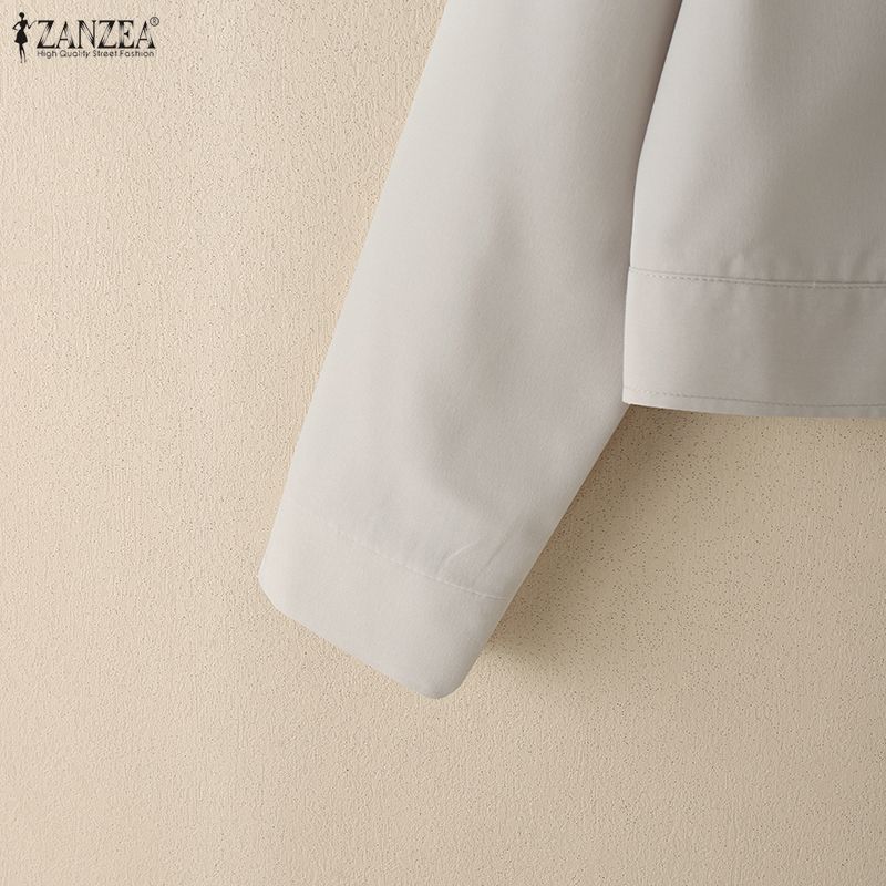 ZANZEA Women Casual Turn Down Collar Long Sleeve Blouse