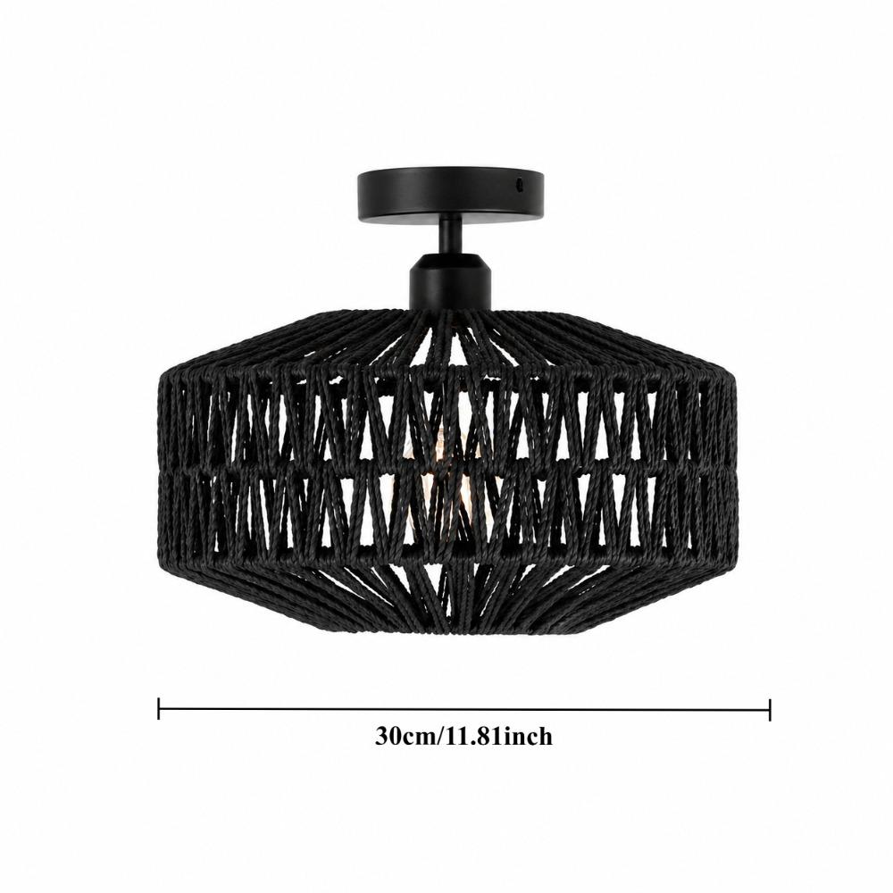JOYINLED Ceiling Lights Rattan Chandelier Light Fixture Hand Woven Fixture Flush Mount For Hallway Bedroom Kitchen Living Room
