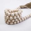 Wooden Beaded Garland with Tassel Rustic Look Farmhouse Style Wall Tray Decoration