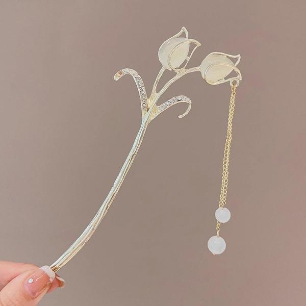 Horquilla de Flores de Lujo Ligero Para Mujer Estilo Chino Floral Mariposa Borla Palillo para el Cabello Elegante Joyería de Metal Horquilla Pinzas para el Cabello