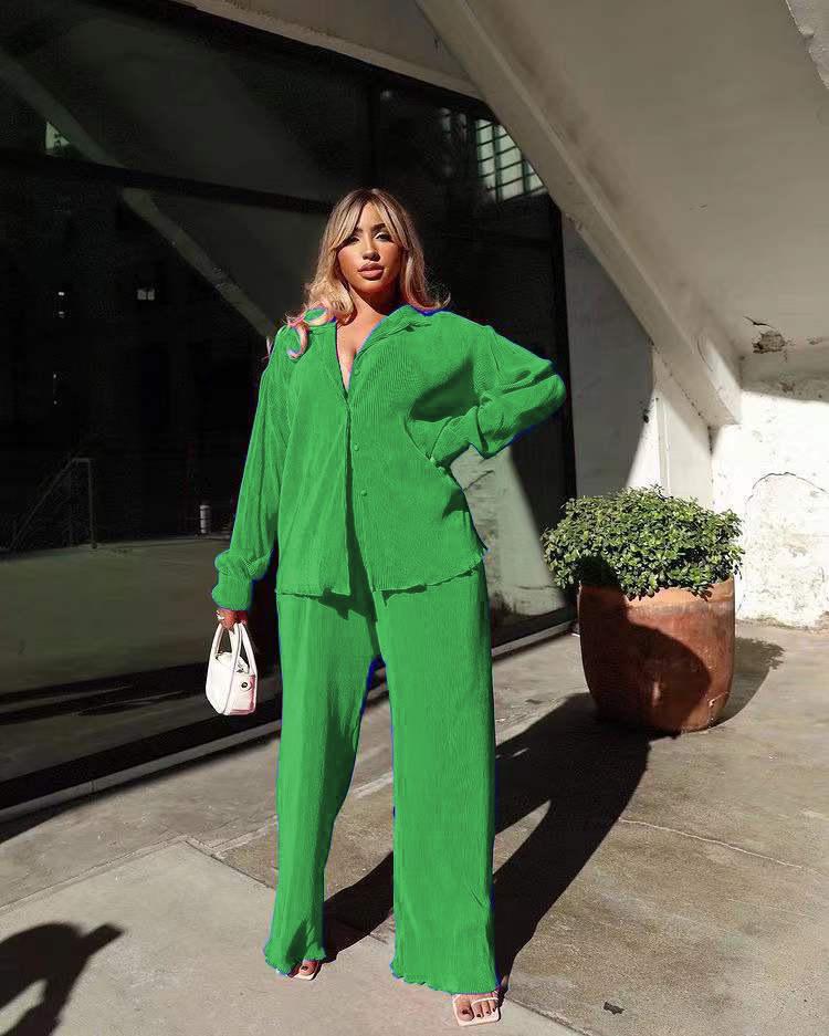 EU & US Women's Sexy Pleated Loose Casual Multi-color Set - Orange