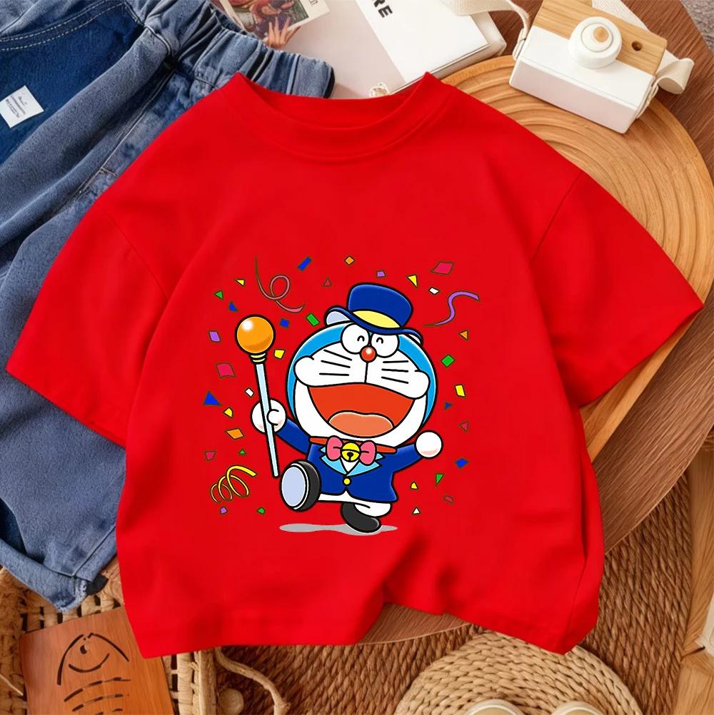 2026 Summer Casual Fashion Clothing Trendy Street Children’s T-Shirt Doraemon Cute Kawaii