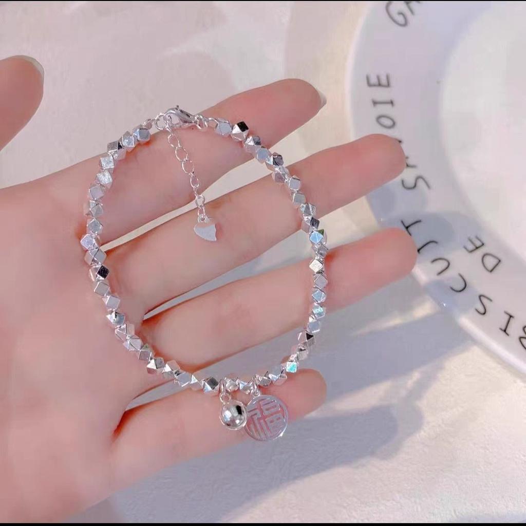 Broken Silver Bracelet Women's Light Luxury Niche Design Blessing Character Peace Broken Silver