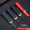 22mm Curved End Rubber Watch Band for Tudor Black Bay 58 Bronze – Soft Silicone Strap, Red Floral Pattern, Waterproof & Durable