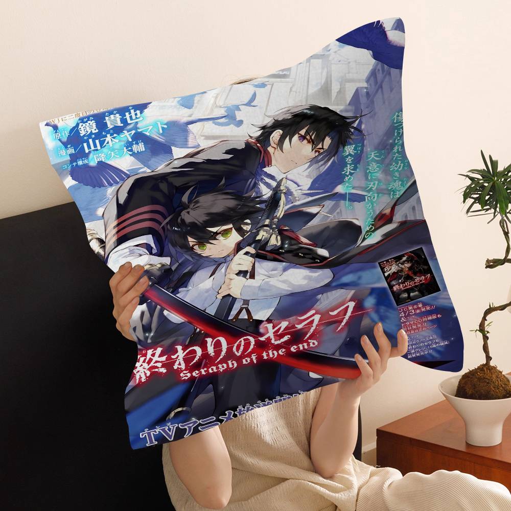 Anime Seraph of The End Cushion Cover Inches Farmhouse Decor Home Throw Pillow Covers for Couch Decorations