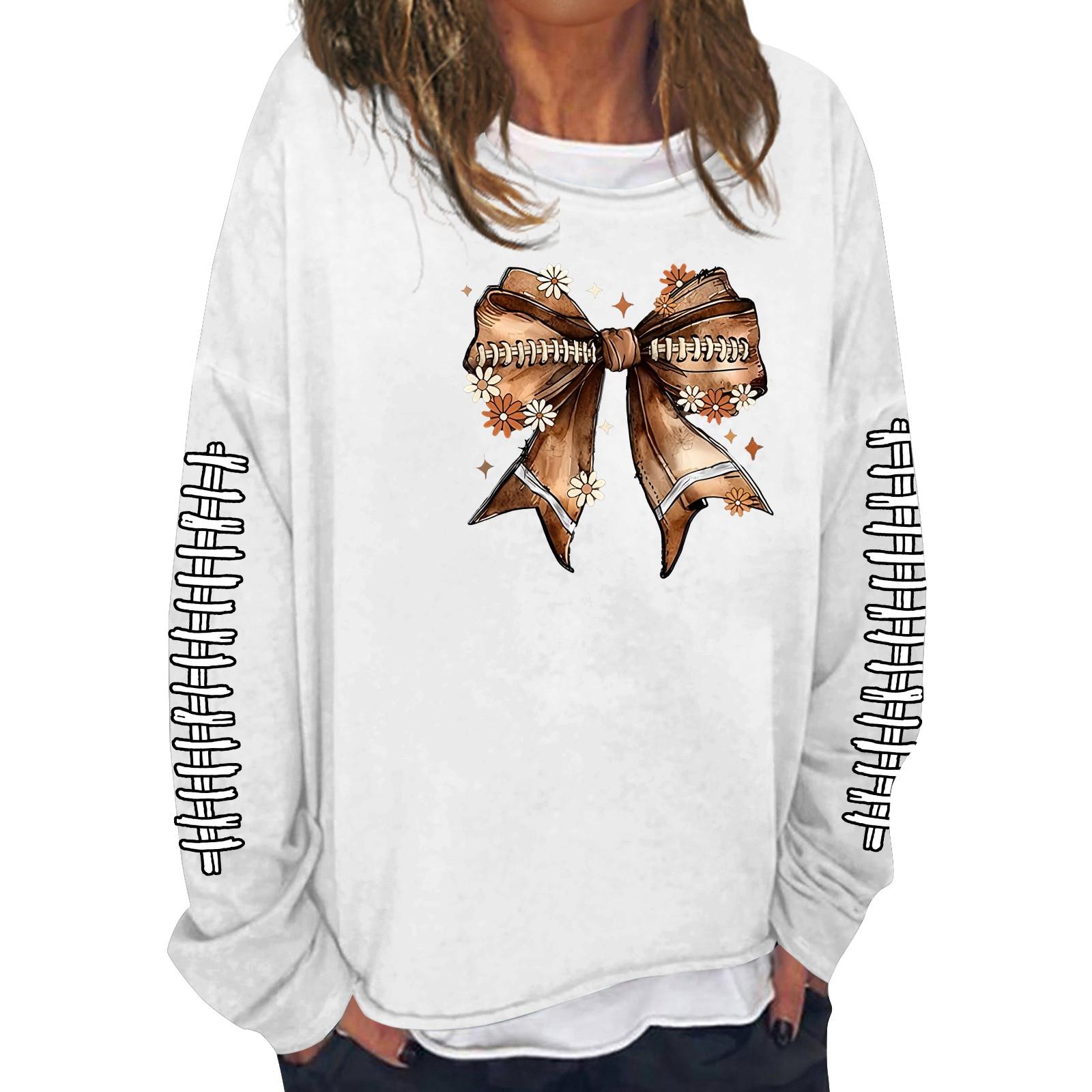 

Женская модная повседневная толстовка с длинным рукавом и круглым вырезом с принтом M белый