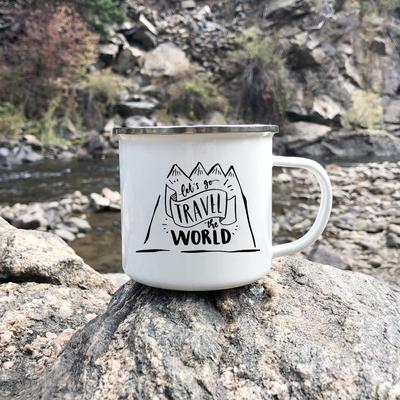 Lasst uns reisen Die Welt erkunden Camping Emaille Tasse Grifftassen Kaffee Tee Milch Tassen Party Beste Geschenke Camping Lagerfeuer Kaffeetassen