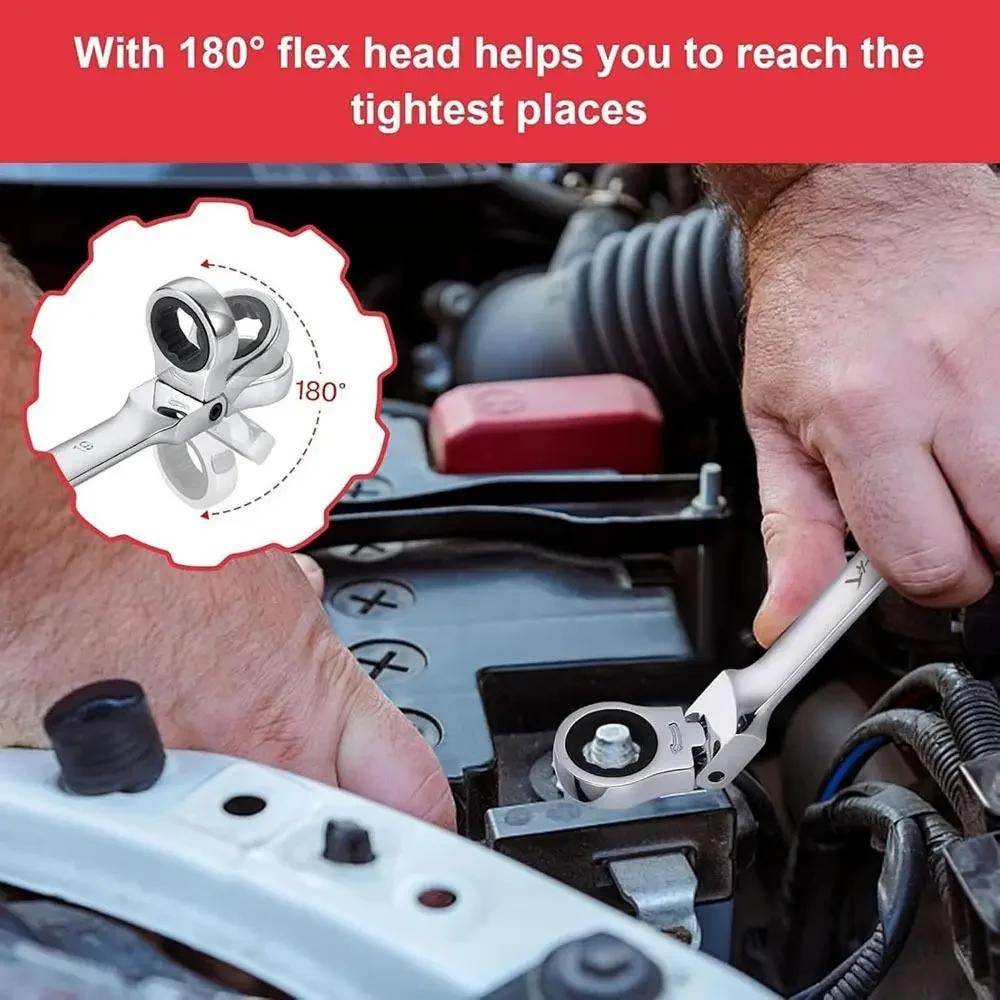 Car Repair Dual Heads Dual Heads Ratchet Wrench Quick Release 72 Teeth Reversible Ratchet Spanner Ratcheting Socket Spanner
