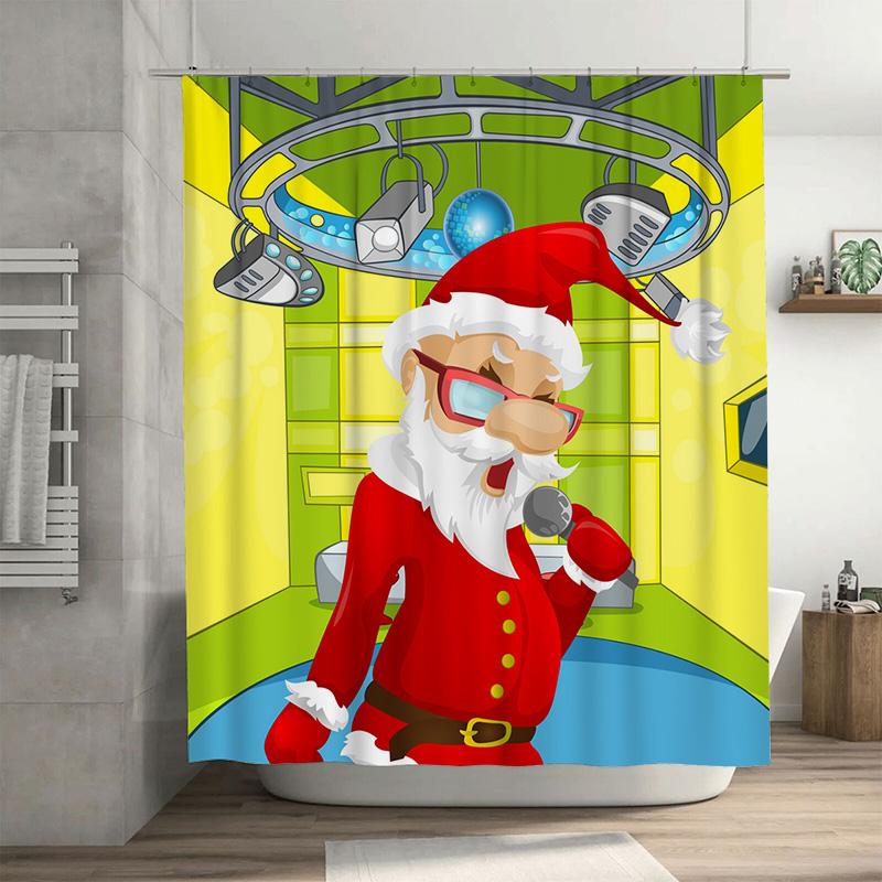 

Шторка для душа TU Санта-Клаус Праздничный Рождественский Декор для Ванной Комнаты Праздничный Узор Водонепроницаемая Ткань Декор для Дома Подарок 90x180cm35x71in