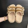Thick-soled temperament Mao Mao shoes women's 2025 new autumn fashion versatile outer wear shoes one foot lazy slippers