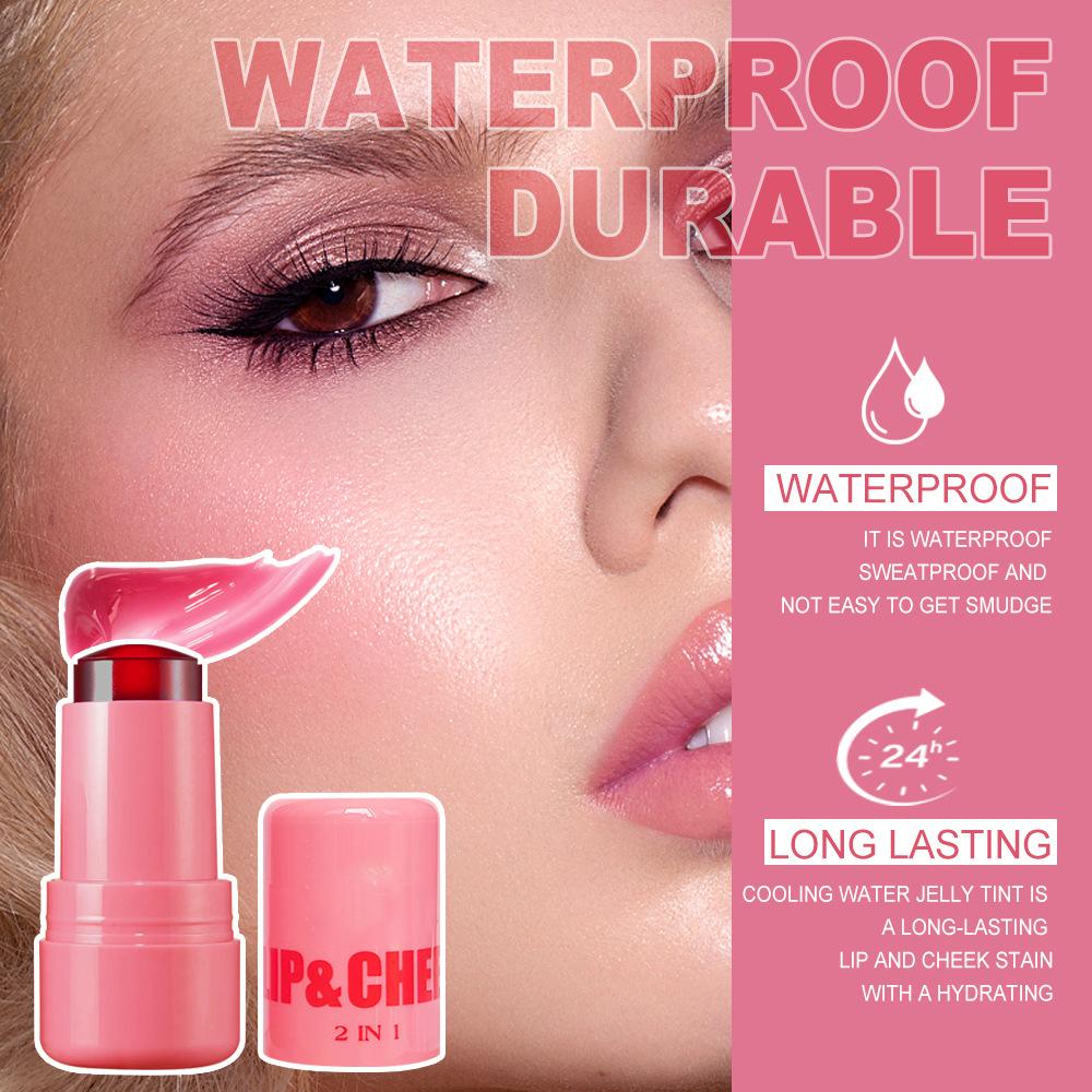 Lápiz labial en barra Jelly Blush Blush para labios y mejillas, de doble uso, de cuatro colores, Q-elastic, con contorno natural, que cambia de color y aclara, dos en uno