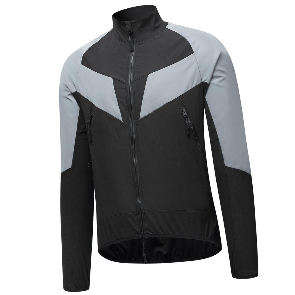 Reflective Windproof Sunscreen Outdoor Jacket Running Sports Coat Cycling Windbreaker Black L