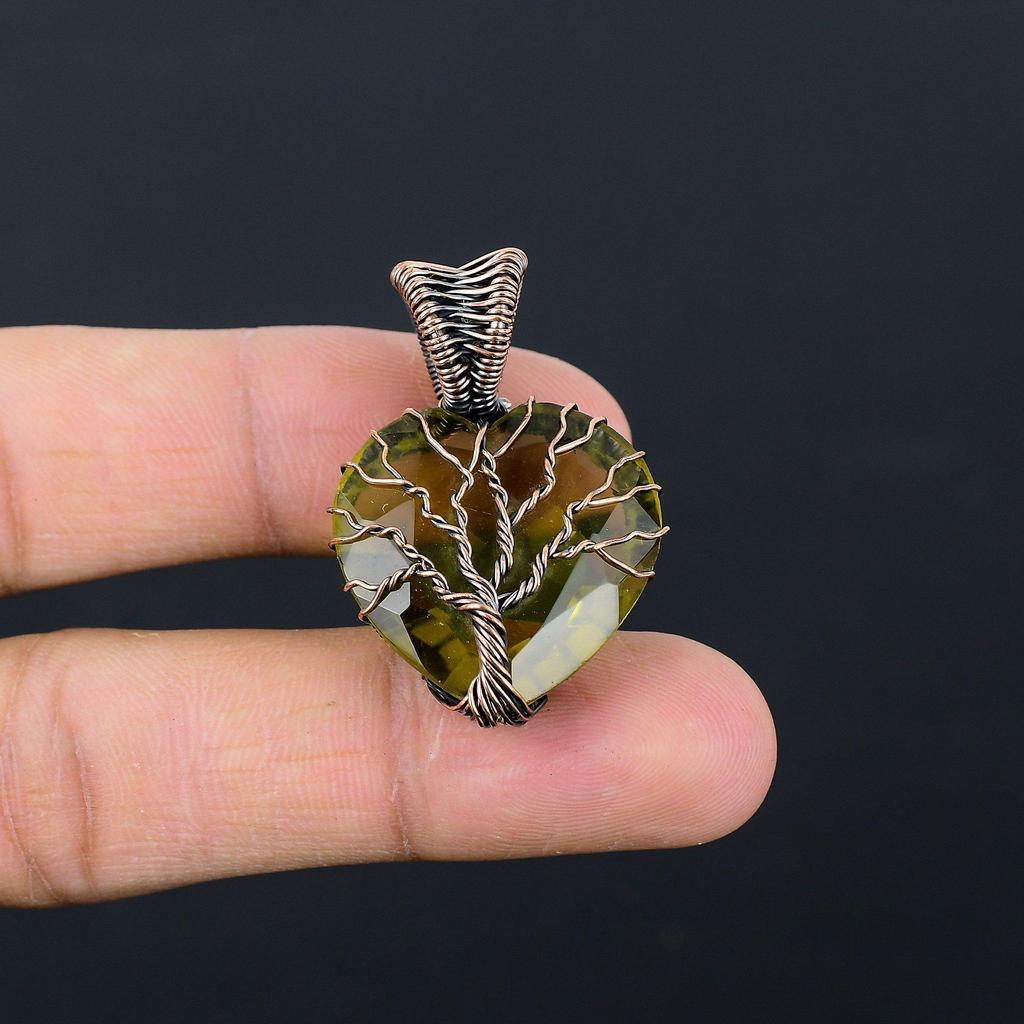 Tree Of Jewelry Lemon Topaz Gemstone Pure Copper Wire Wrapped Handmade Jewelry Pendant