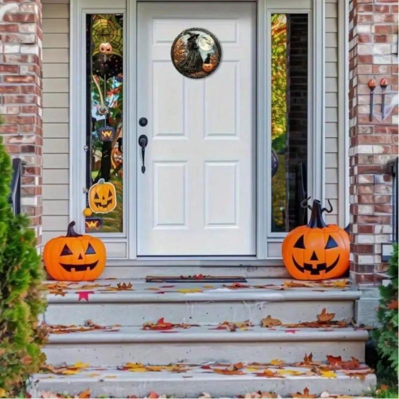 Metal Tin Sign Halloween Round Wall Art Decor for Home Cafe Office Decor