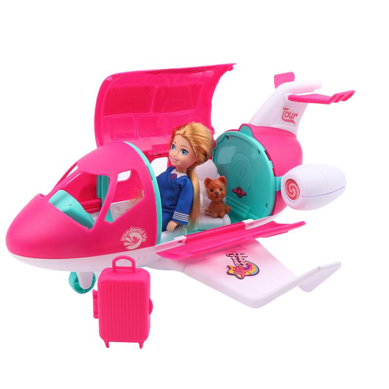 1Set Dollhouse Simulation Dreamplane Airplane Travel  Private Plane Doll Play House Plane Toys Children's Play House Toys Gifts