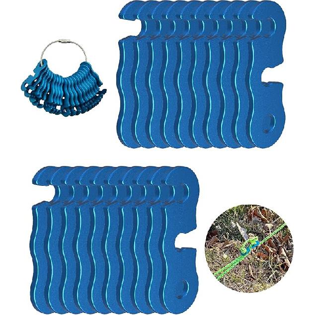 

Натяжитель веревки Алюминиевый сплав Палатка для кемпинга Оттяжка Регулятор шнура Кемпинг Снаряжение для пешего туризма Туризм Сверхлегкие колышки для палатки Оттяжки 20 Pack синий