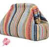 Woven Clutch Purses for Women, Summer Beach Crochet Striped Dumpling Bag Evening Handbag with Romantic Lucky Clover