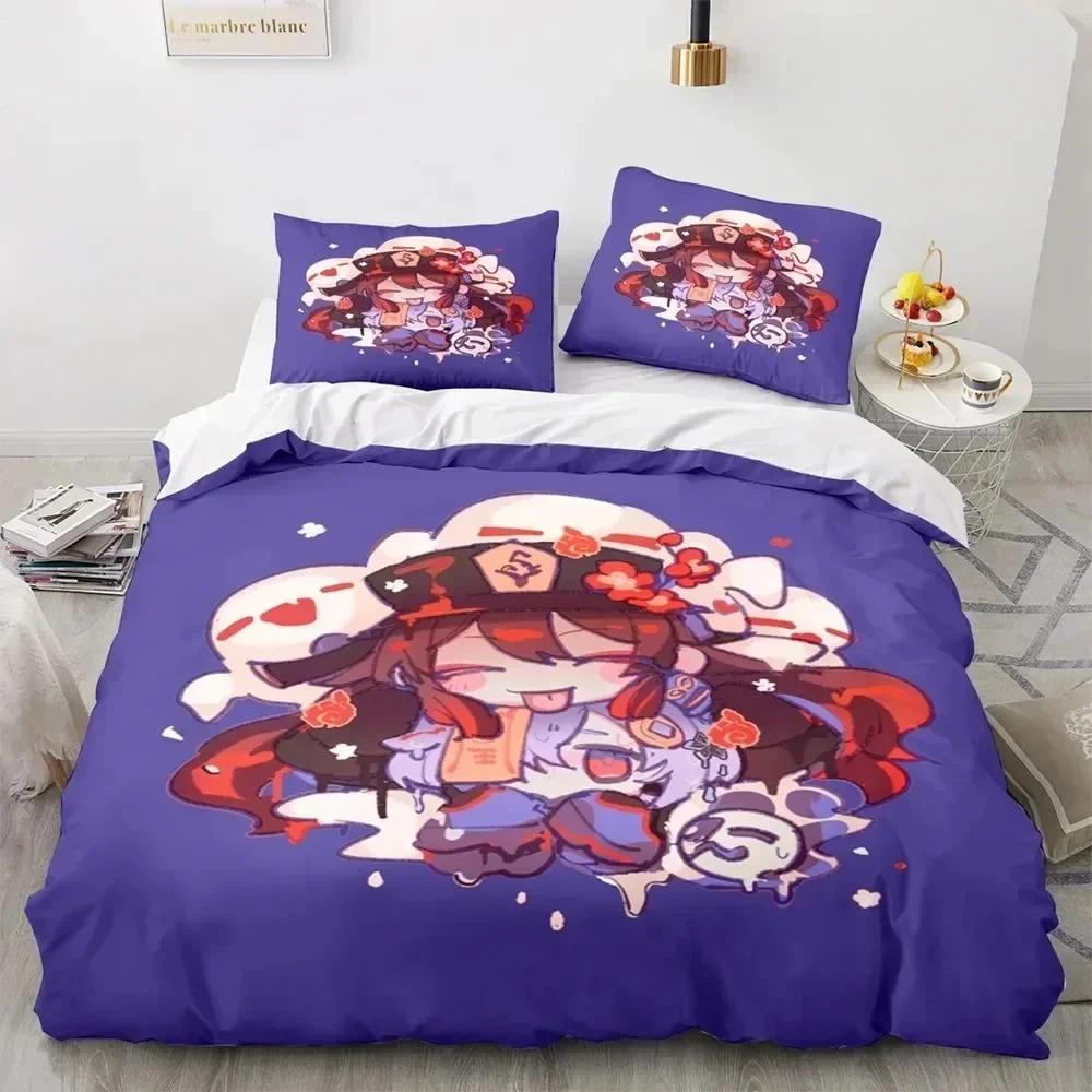 Anime Game Genshin Impact Ganyu Bedding Set Duvet Cover Bed Set Quilt Cover Pillowcase Comforter king Queen Size Boys Adult