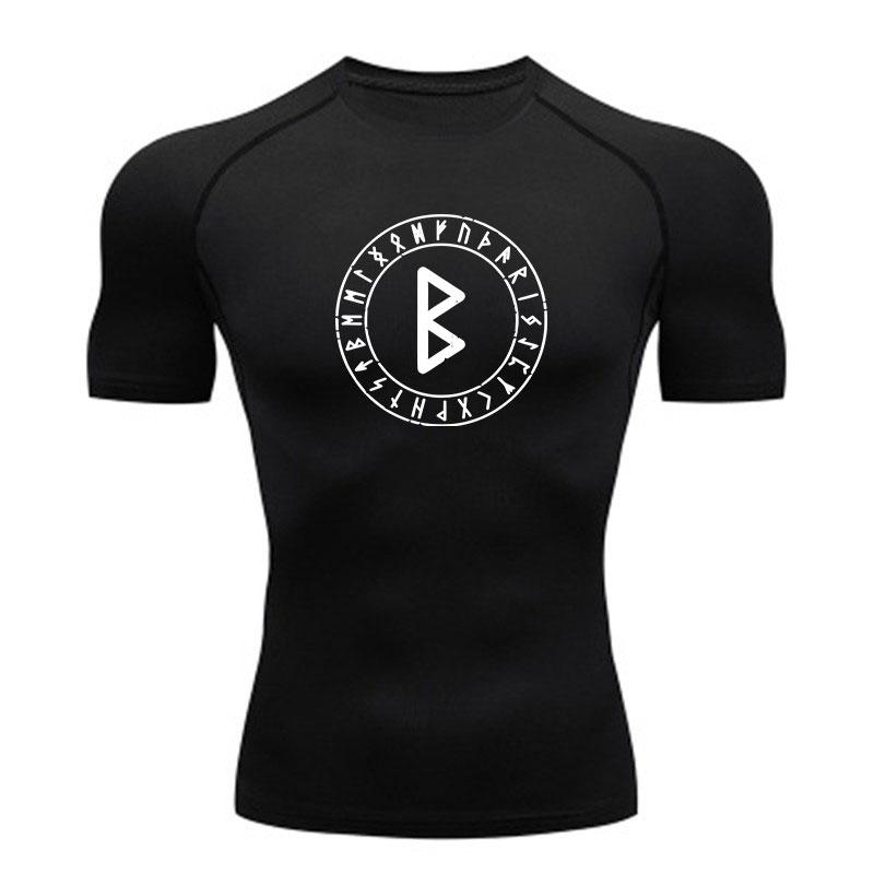 Men's Compression Athletic T-Shirt, Vintage Rune Symbol Prin