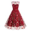 Women Party  Wave Point Color Sleeveless Retro Dress Sleeve Grenadine Dress