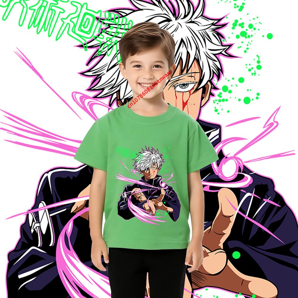 Jujutsu Kaisen Satoru Gojo 13 Anime Print Boys T Shirt High Quality Cotton Tee Cool Graphic Clothes for Kids