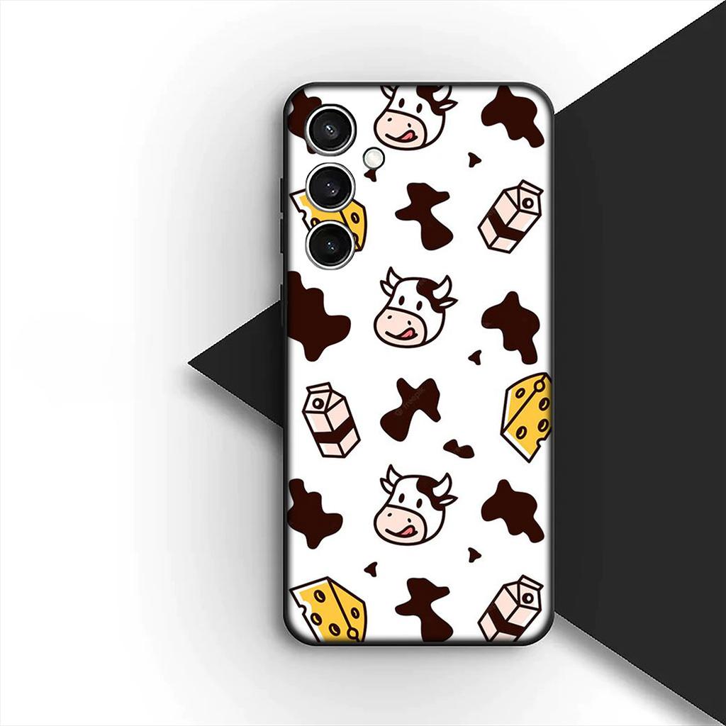 Cover for Samsung Galaxy S10 S8 S9 Plus A33 A34 A31 70 A71 A72 Note 20 9 8 S10E Casing Silicone Phone Case Cartoon Art Cow Print