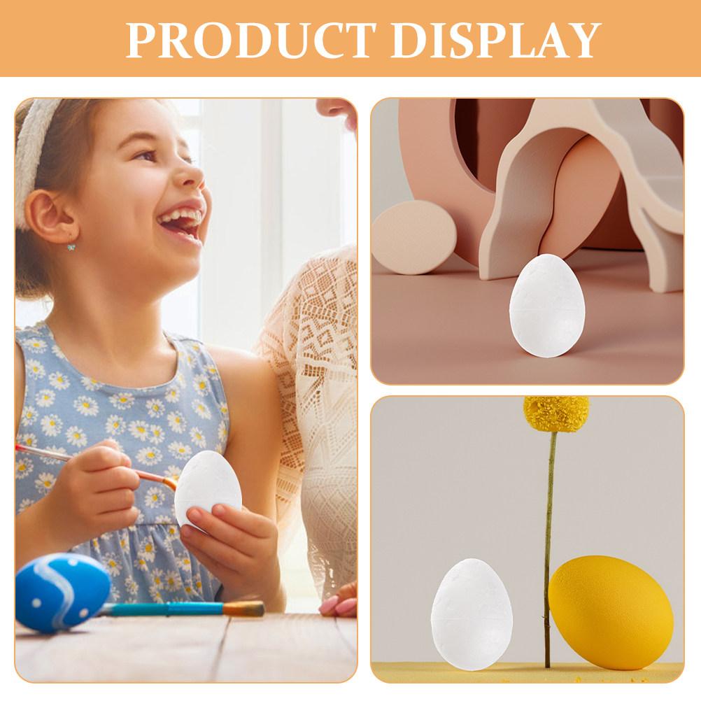 60Pcs Easter White Foam Eggs DIY Craft Foam Smooth Surface Perfect for Painting Decorating Holiday Projects Egg