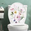 Toilet Lid Sticker Strong Stickiness PVC Waterproof Easy-peel Flower Theme Toilet Seat Decal Restroom Art Decoration