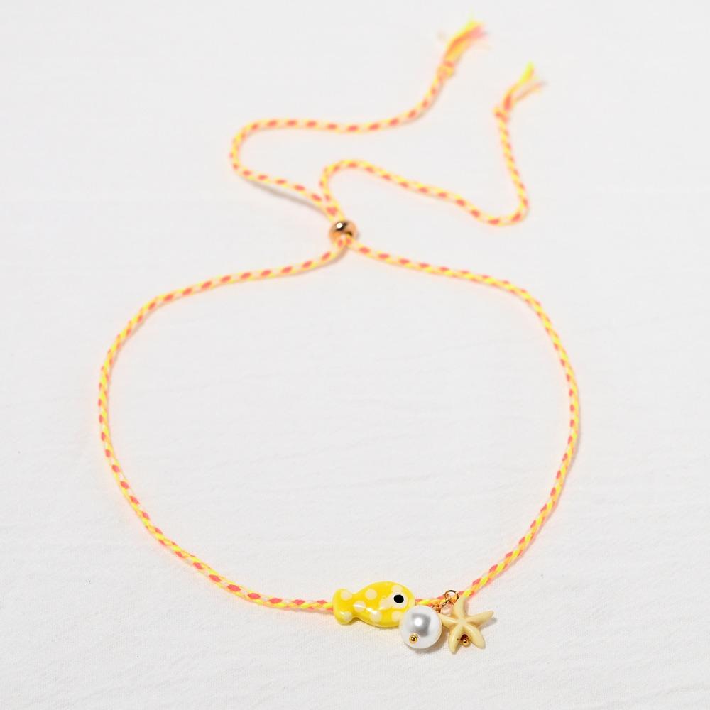 Bohemian Fish Pendant Necklace Ceramic Marine Fish Pendant Necklace Cartoon Collarbone Chain Women